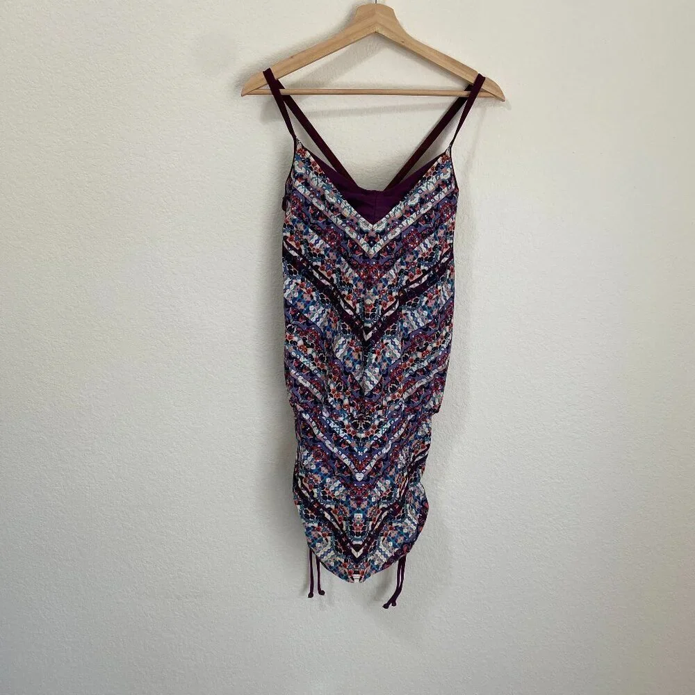 Athleta Marrakesh Side Scrunch Tankini Swim Top Size 34 D/DD Purple